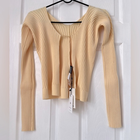 JACQUEMUS Yellow Cardigan Le Maille Pralu Longue Large 40 - Picture 7 of 13